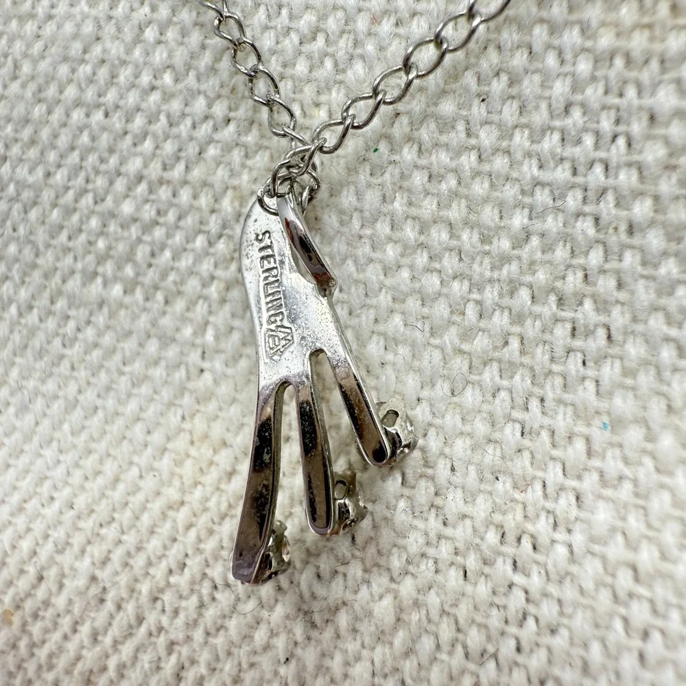 Marvel Sterling Silver Three Drop Pendant Necklace Simple Minimal Dainty‎